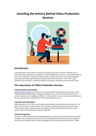 Unveiling the Artistry Behind Video Production Services