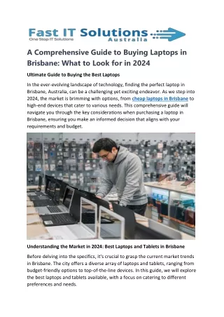 A Comprehensive Guide to Buying Laptops in Brisbane