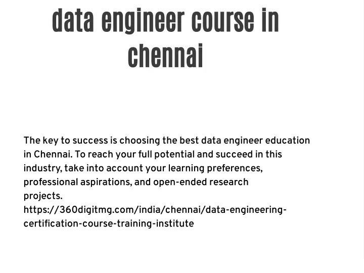 data engineer course in chennai