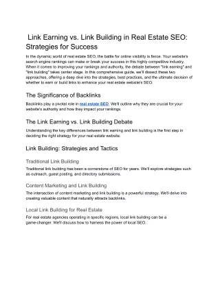 Link Earning vs. Link Building in Real Estate SEO