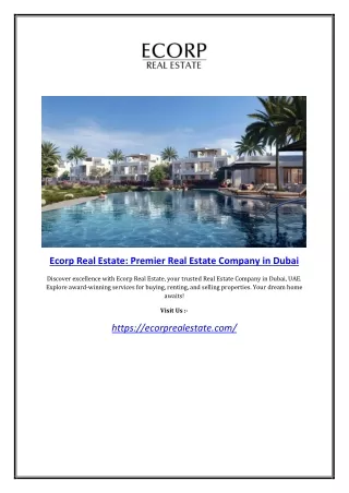 Ecorp Real Estate: Premier Real Estate Company in Dubai