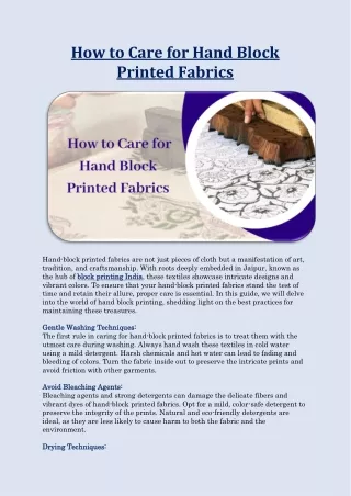 How to Care for Hand Block Printed Fabrics