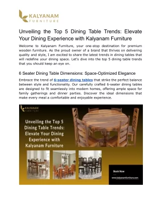 Unveiling the Top 5 Dining Table Trends_ Elevate Your Dining Experience with Kalyanam Furniture