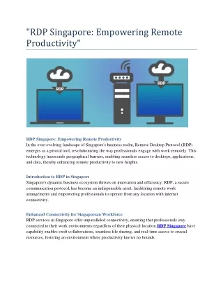 "RDP Singapore: Empowering Remote Productivity"