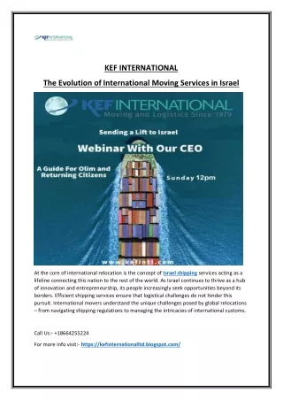 Kef International Elevating International Israel Shipping