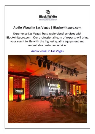 Audio Visual In Las Vegas  Blackwhitepro.com