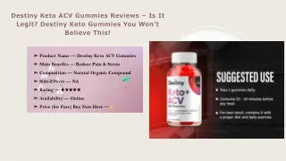 Destiny Keto ACV Gummies Reviews