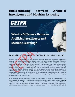 differentiating intelligence and machine learning