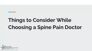 Things to Consider While Choosing a Spine Pain Doctor