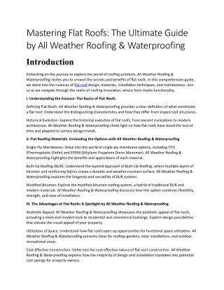 The Ultimate Guide by All Weather Roofing & Waterproofing