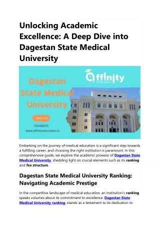 Dagestan State Medical University Unveiled: Your PDF Companion to Excellence