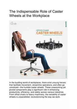 The Indispensable Role of Caster Wheels at the Workplace