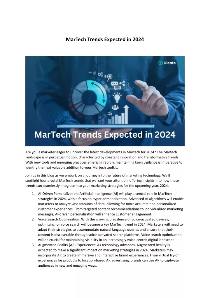 PPT MarTech Trends Expected in 2024 PowerPoint Presentation, free