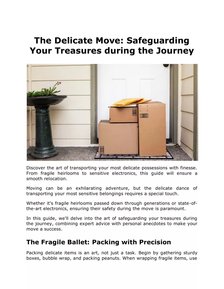 PPT - The Delicate Move Safeguarding Your Treasures during the Journey 