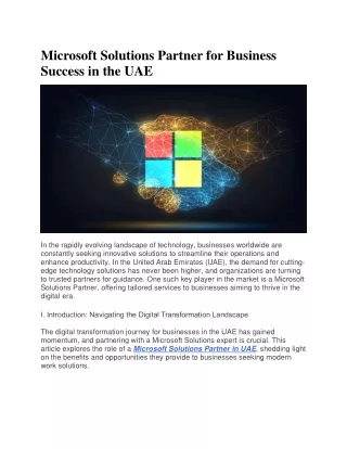 microsoft solutions partner for business success