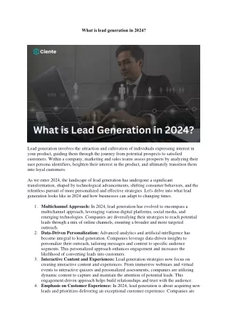 what is lead generation in 2024