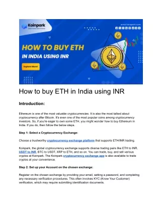 How to buy ETH in India using INR