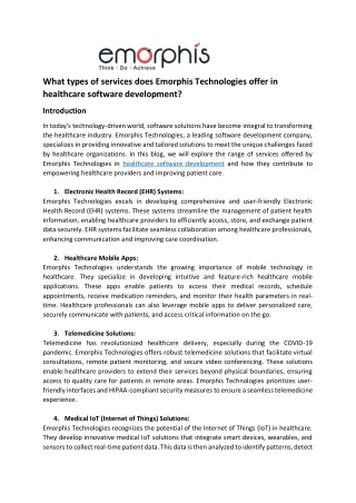 what types of services does emorphis technologies