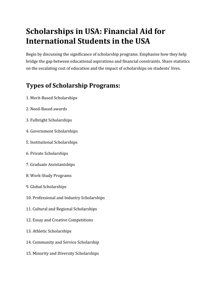 scholarships in usa financial
