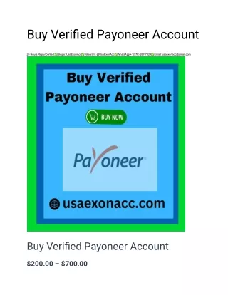 Buy Verified usa Payoneer Account