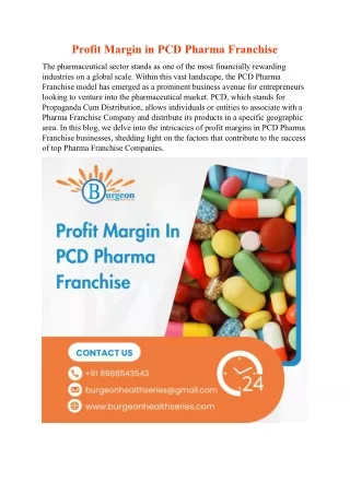 Profit Margin in PCD Pharma Franchise