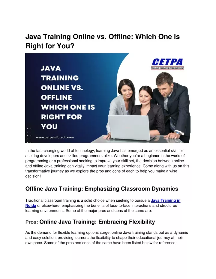 java training online vs offline which