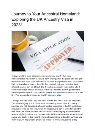 Journey to Your Ancestral Homeland: Exploring the UK Ancestry Visa in 2023!