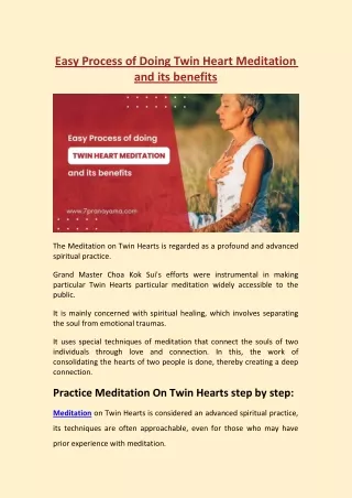 Easy Process of Doing Twin Heart Meditation and its benefits