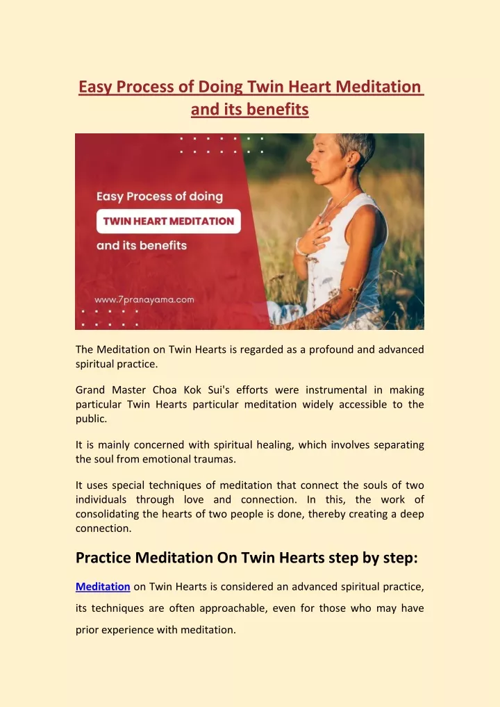 easy process of doing twin heart meditation
