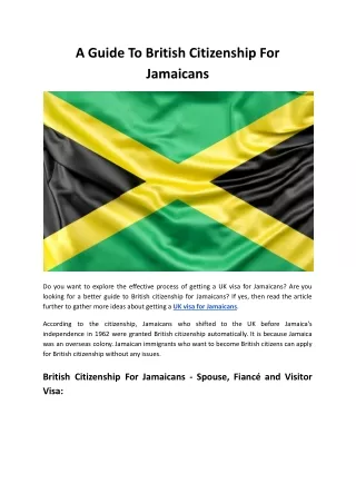 A Guide To British Citizenship For Jamaicans - My Legal Services
