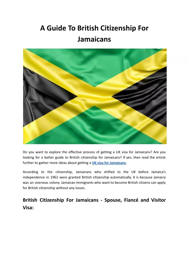 a guide to british citizenship for jamaicans