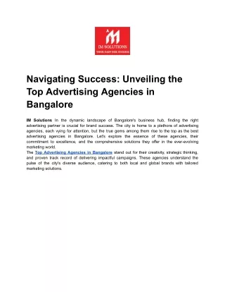Navigating Success_ Unveiling the Top Advertising Agencies in Bangalore