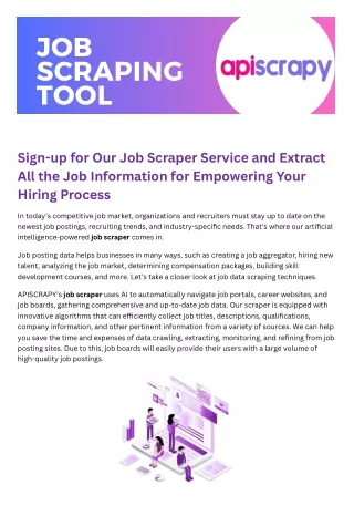 ApiScrapy’s Job Scraping Tool