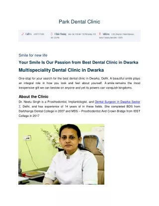 Best Dentist in Dwarka Sector 7 - Dental Clinic