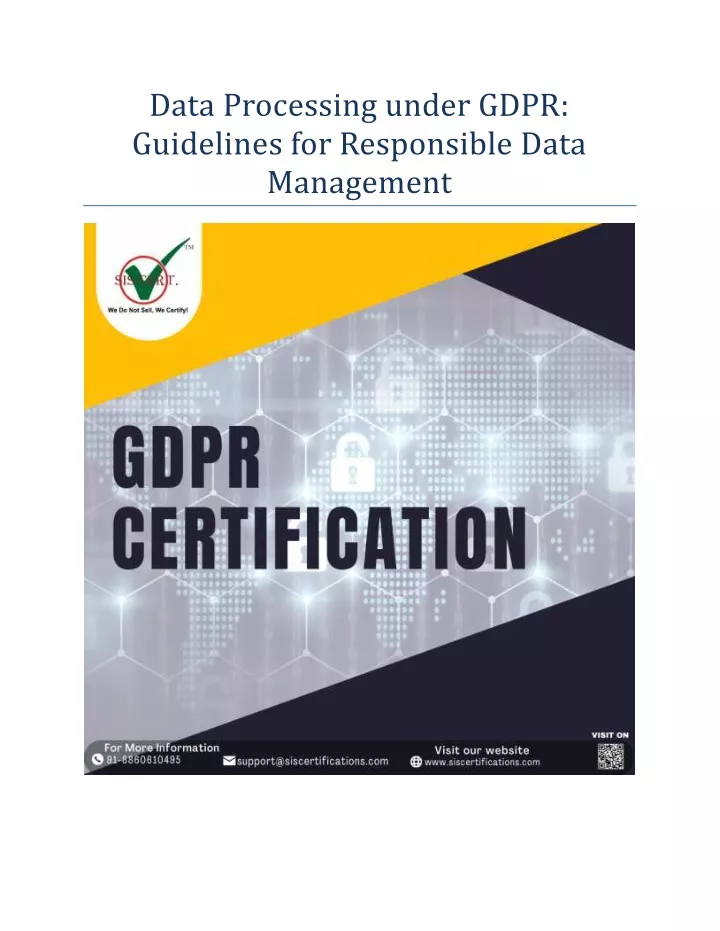 data processing under gdpr guidelines