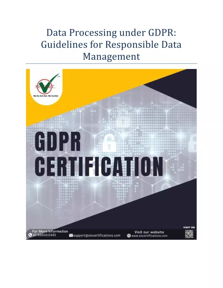 PPT - Data Processing Under GDPR: Guidelines For Responsible Data ...