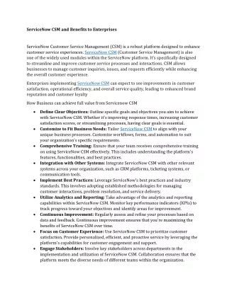 servicenow csm and benefits to enterprises