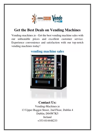 Get the Best Deals on Vending Machines