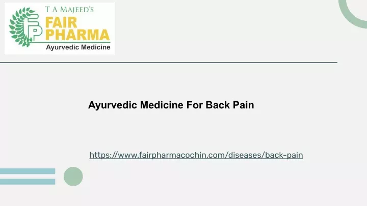 ayurvedic medicine for back pain