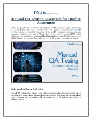 Manual QA Testing Essentials for Quality Assurance