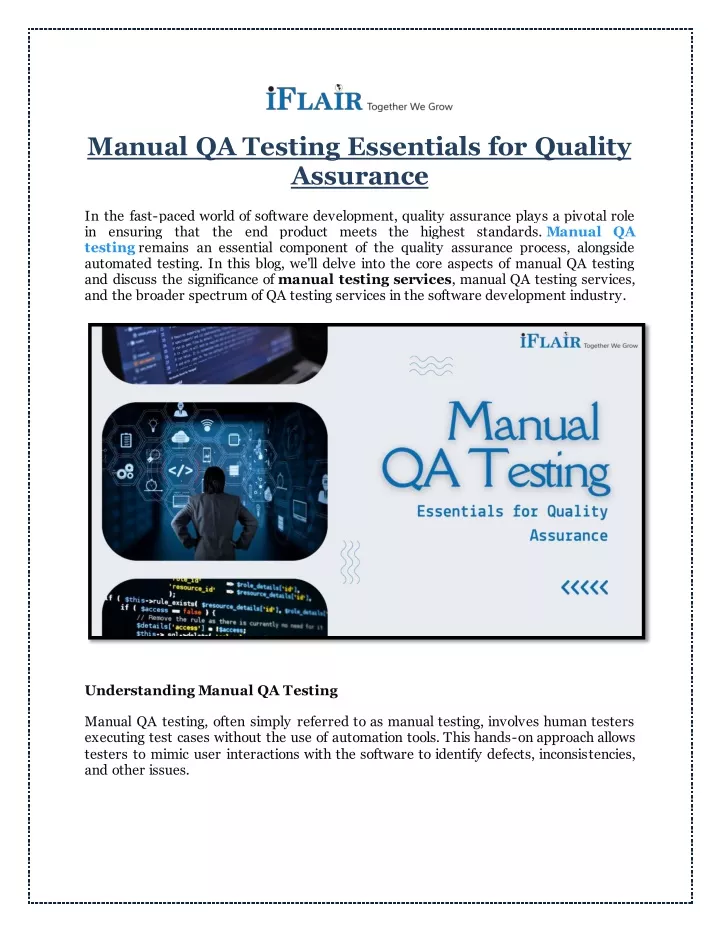 manual qa testing essentials for quality assurance