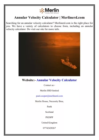 Annular Velocity Calculator  Merlinerd.com
