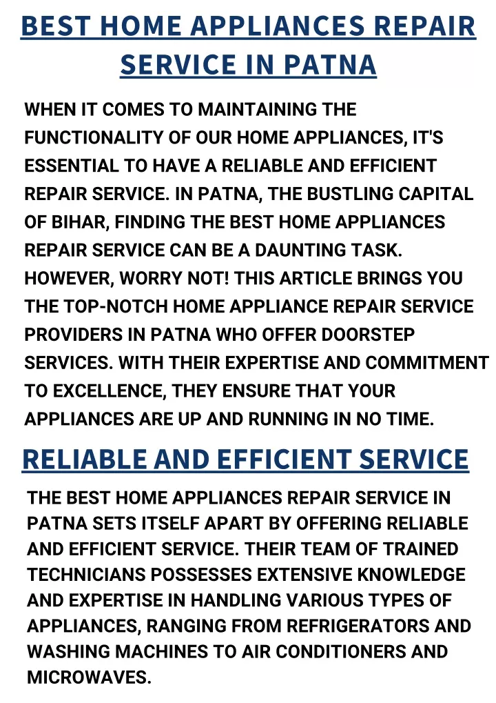best home appliances repair service in patna