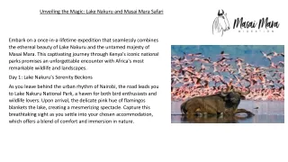 Unveiling the Magic Lake Nakuru and Masai Mara Safari