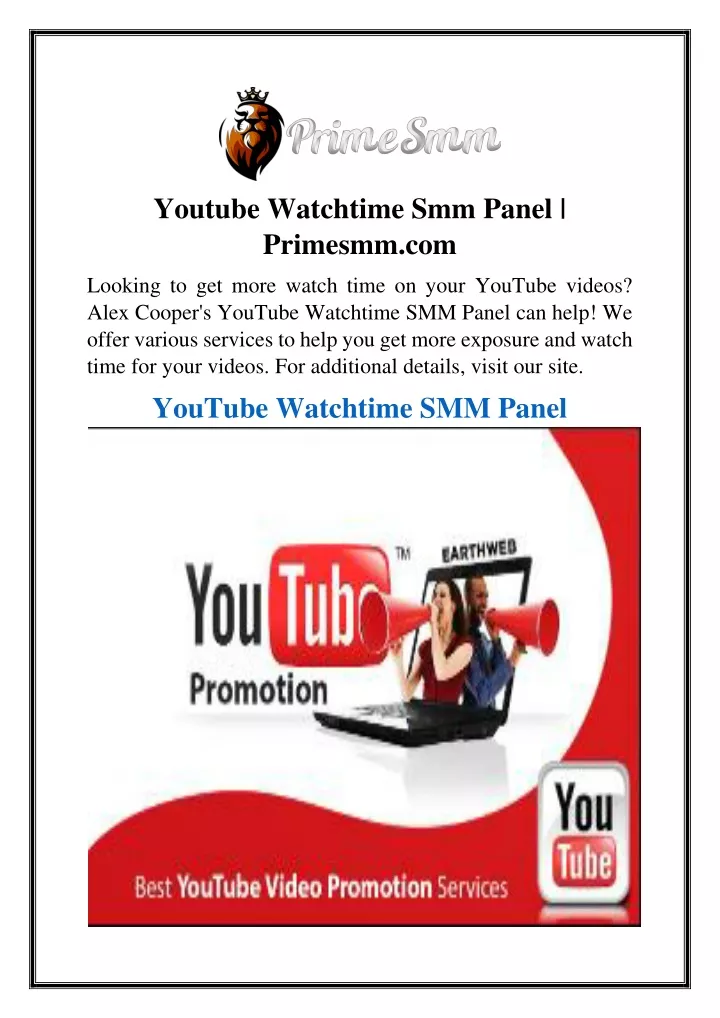 youtube watchtime smm panel primesmm com