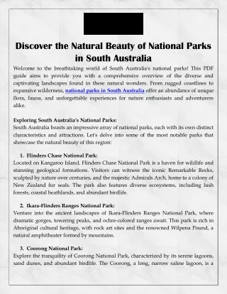 Discover the Natural Beauty of National Parks in South Australia