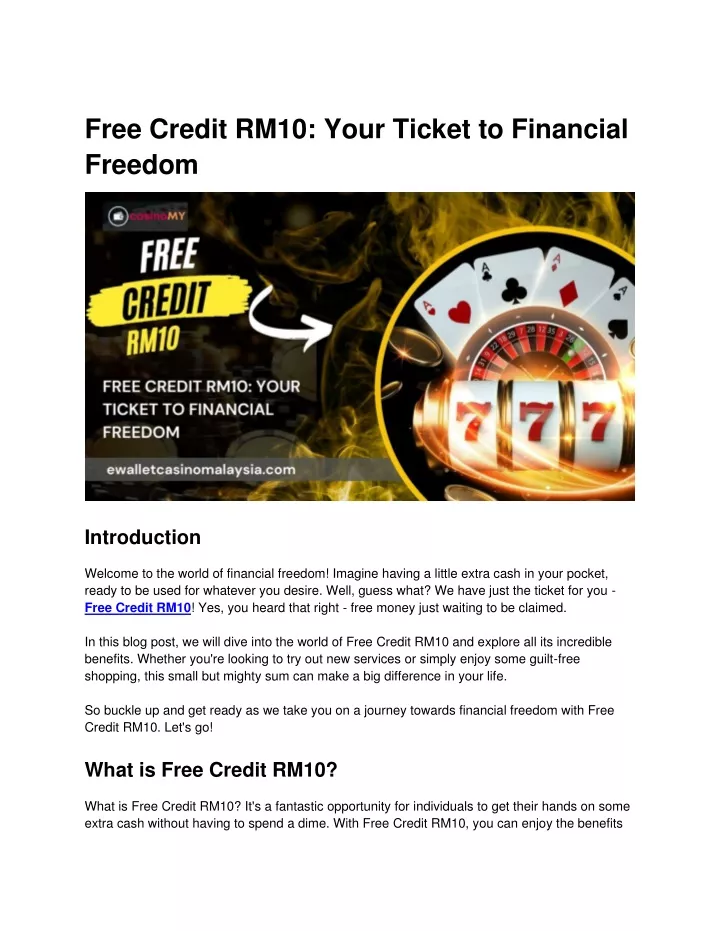free credit rm10 your ticket to financial freedom