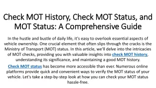 check mot history check mot status and mot status a comprehensive guide