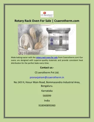 Rotary Rack Oven For Sale  Csaerotherm