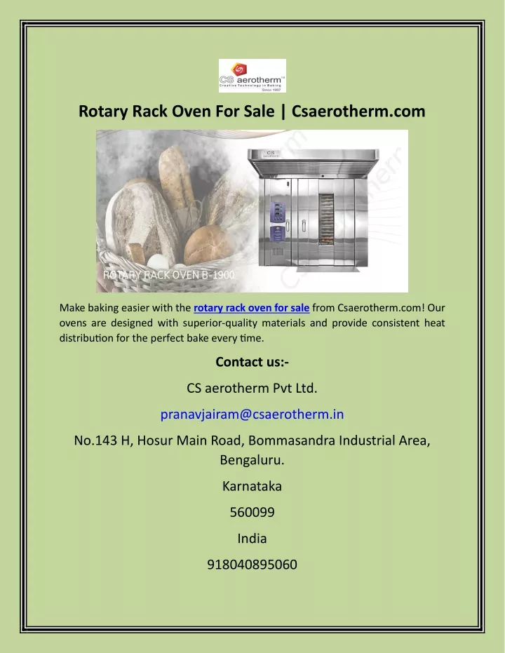 rotary rack oven for sale csaerotherm com